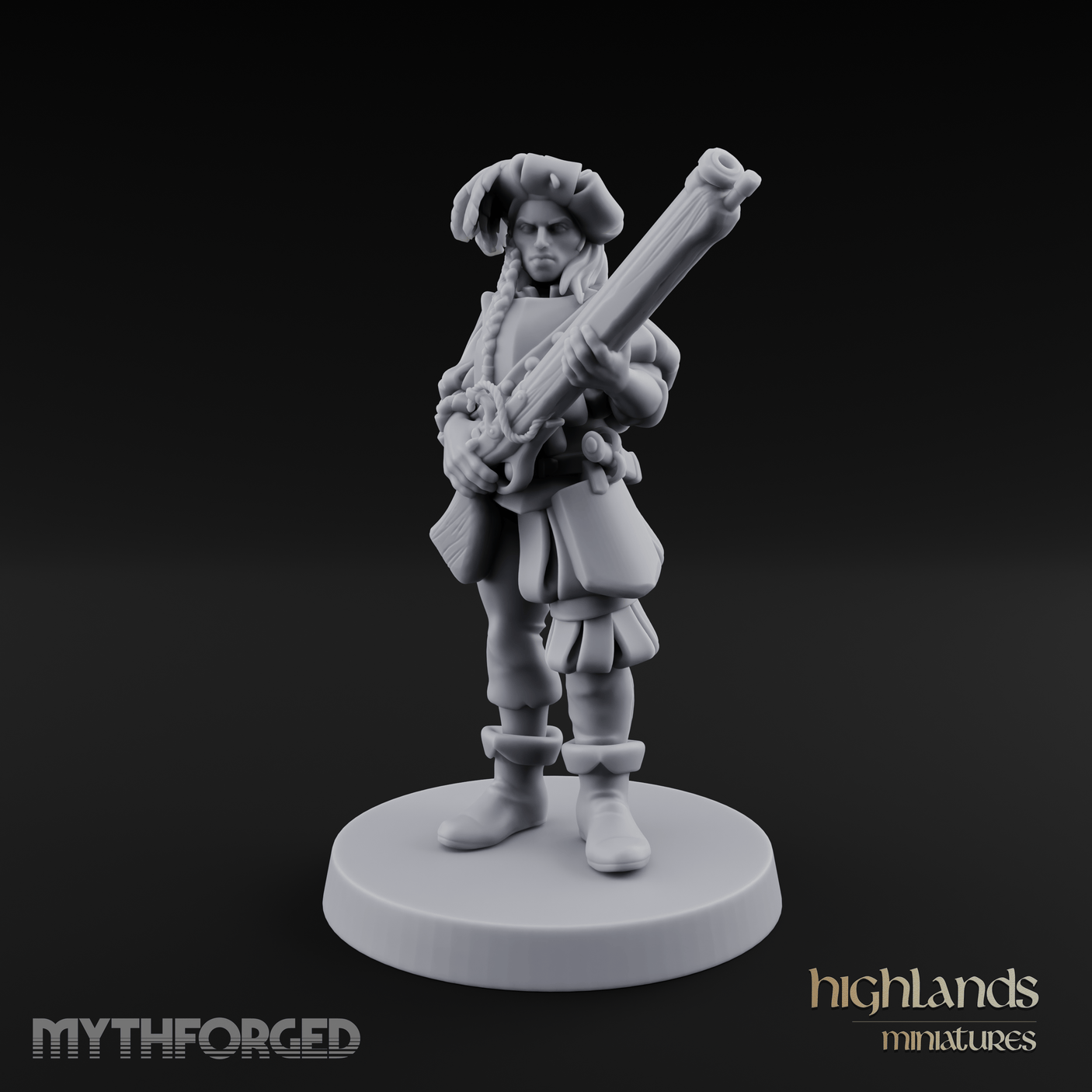 Musket Shouldered Dapper Human Musketeer Miniature for Dungeons and Dragons, Pathfinder or other TTRPGs