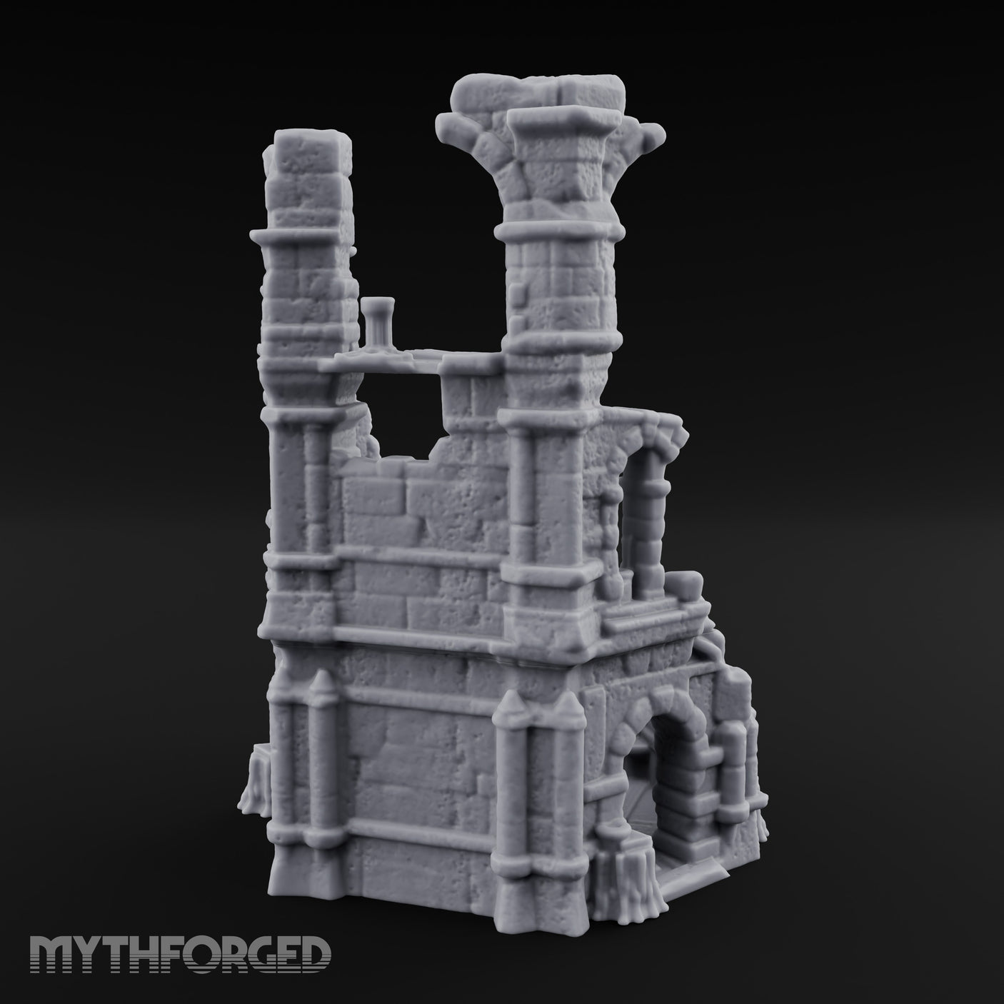 Arch-Collapsed Column-Stripped Gothic Tower Ruins Miniature for Dungeons and Dragons, Pathfinder or other TTRPGs