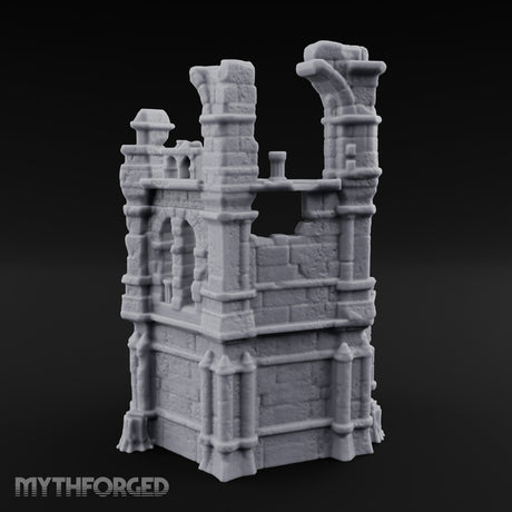 Arch-Collapsed Column-Stripped Gothic Tower Ruins Miniature for Dungeons and Dragons, Pathfinder or other TTRPGs