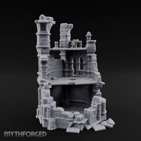 Arch-Collapsed Column-Stripped Gothic Tower Ruins Miniature for Dungeons and Dragons, Pathfinder or other TTRPGs