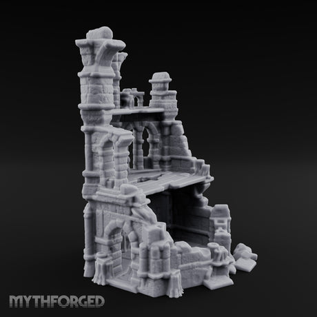 Arch-Collapsed Column-Stripped Gothic Tower Ruins Miniature for Dungeons and Dragons, Pathfinder or other TTRPGs