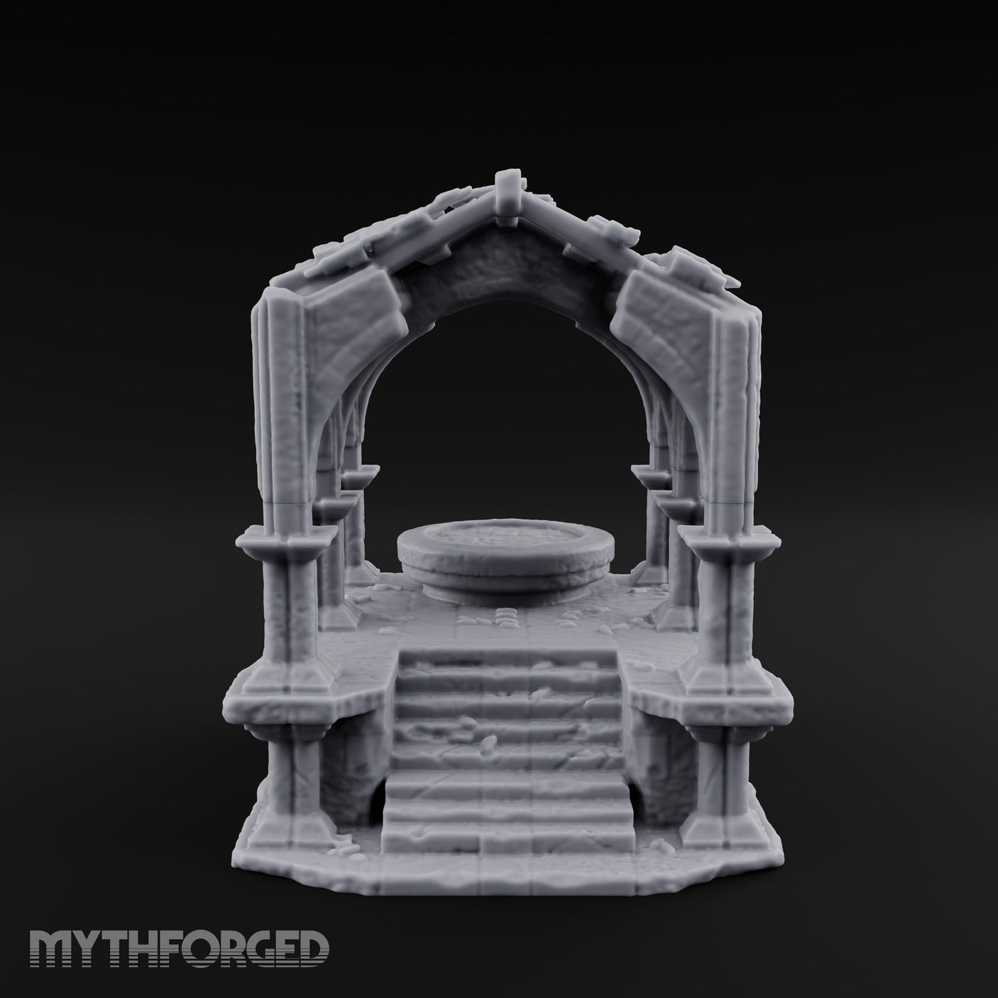 Arch-Framed Stair-Risen Shrine Altar Ruins Miniature for Dungeons and Dragons, Pathfinder or other TTRPGs