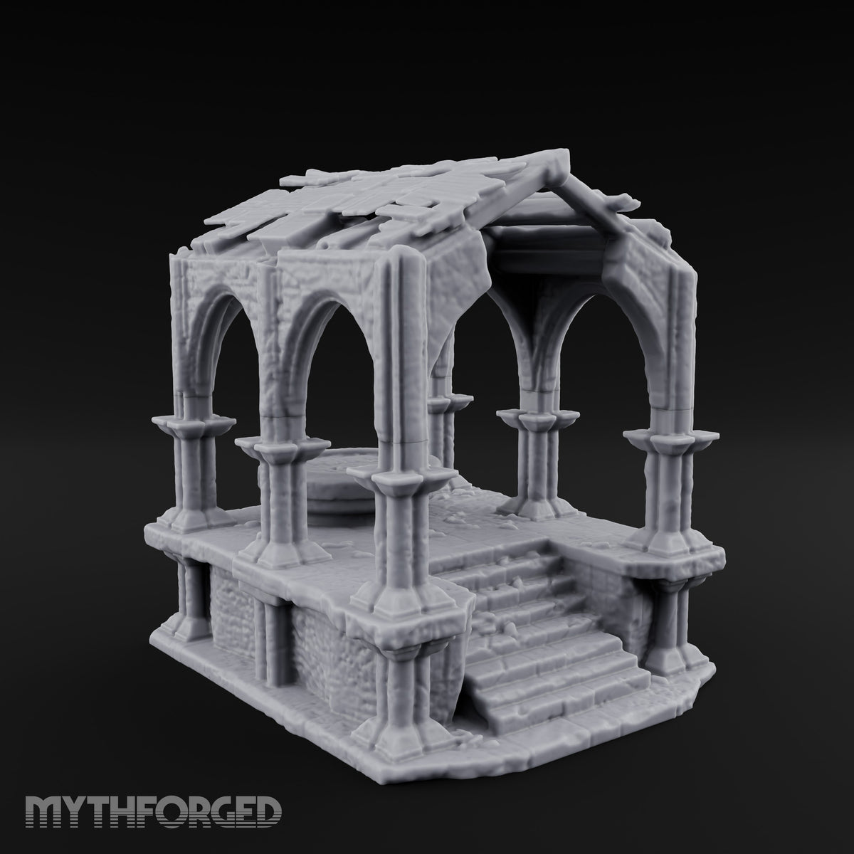 Arch-Framed Stair-Risen Shrine Altar Ruins Miniature for Dungeons and Dragons, Pathfinder or other TTRPGs