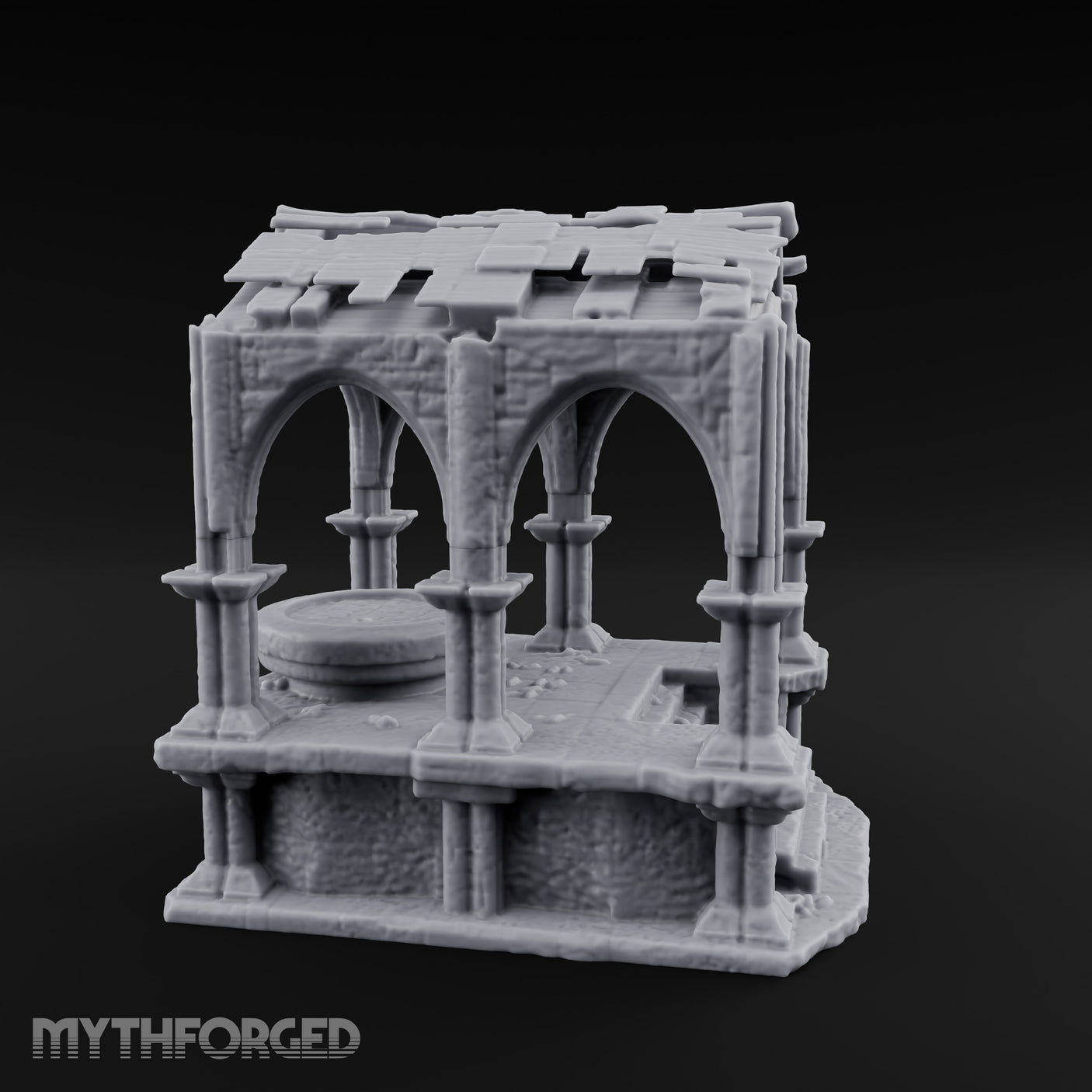 Arch-Framed Stair-Risen Shrine Altar Ruins Miniature for Dungeons and Dragons, Pathfinder or other TTRPGs