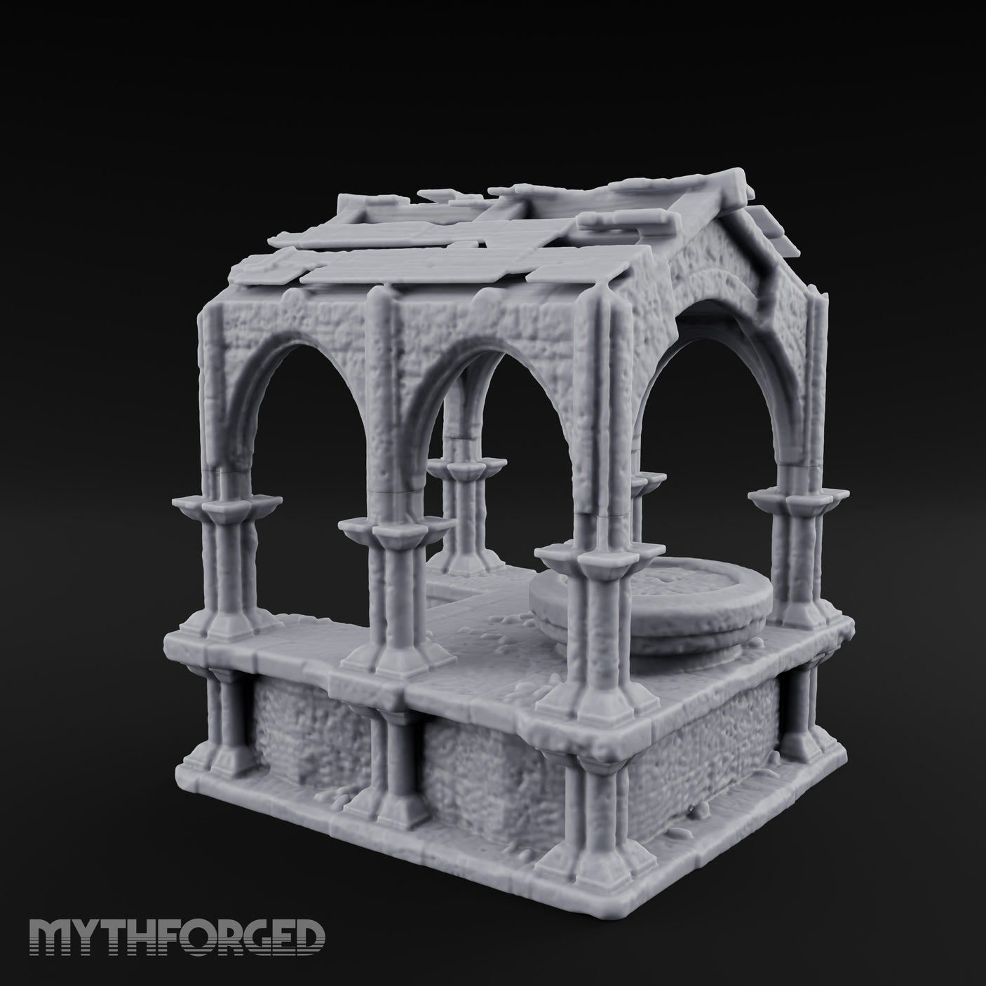 Arch-Framed Stair-Risen Shrine Altar Ruins Miniature for Dungeons and Dragons, Pathfinder or other TTRPGs