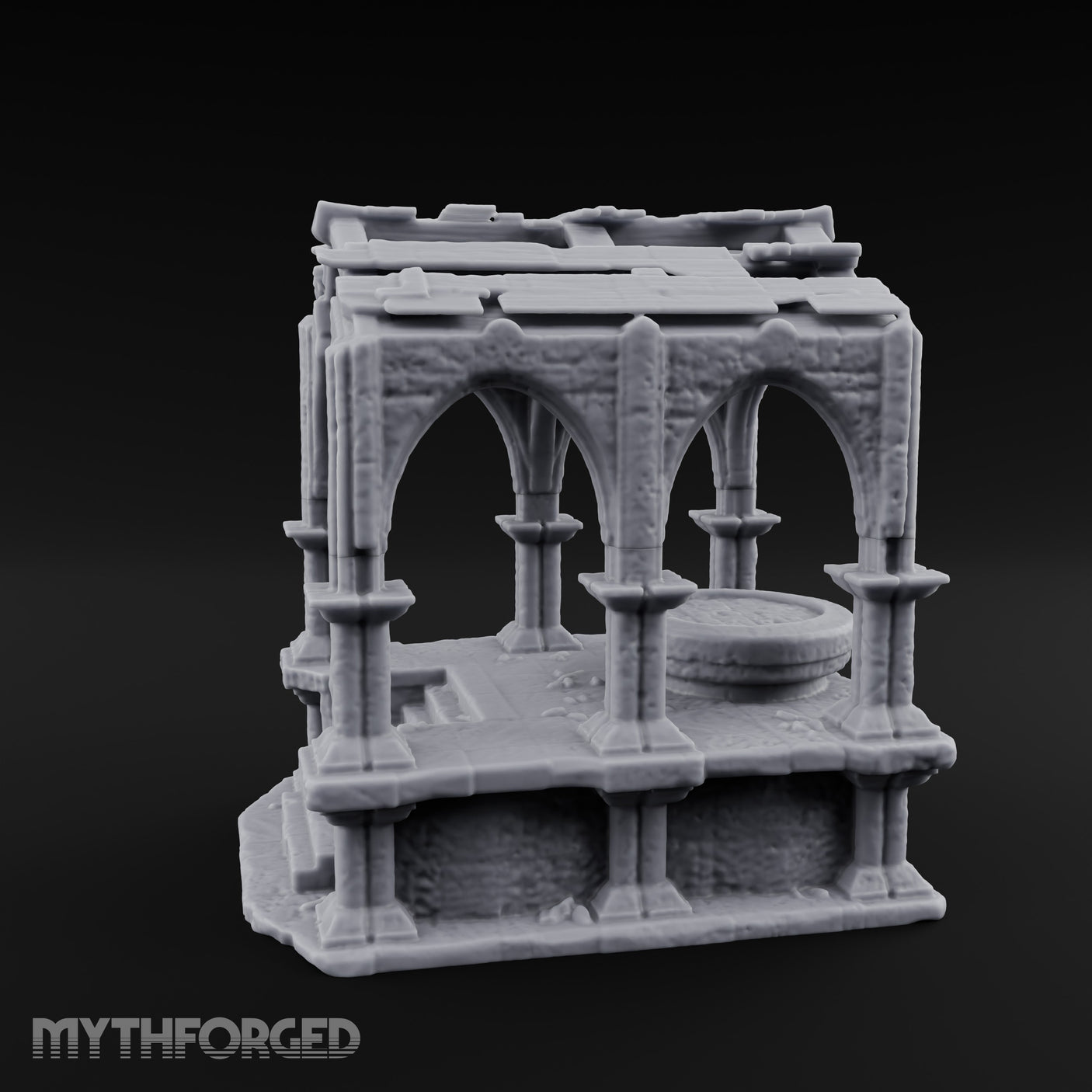 Arch-Framed Stair-Risen Shrine Altar Ruins Miniature for Dungeons and Dragons, Pathfinder or other TTRPGs