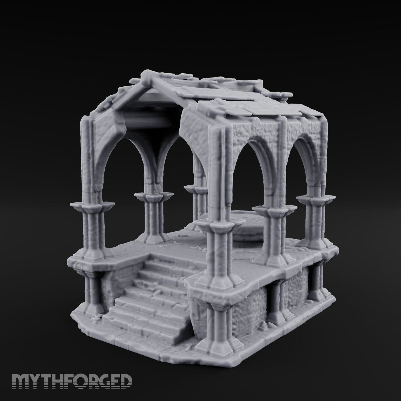 Arch-Framed Stair-Risen Shrine Altar Ruins Miniature for Dungeons and Dragons, Pathfinder or other TTRPGs
