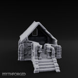 Arch-Shattered Stair-Fronted Stone Chapel Ruins Miniature for Dungeons and Dragons, Pathfinder or other TTRPGs