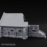 Arch-Shattered Stair-Fronted Stone Chapel Ruins Miniature for Dungeons and Dragons, Pathfinder or other TTRPGs