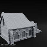 Arch-Shattered Stair-Fronted Stone Chapel Ruins Miniature for Dungeons and Dragons, Pathfinder or other TTRPGs