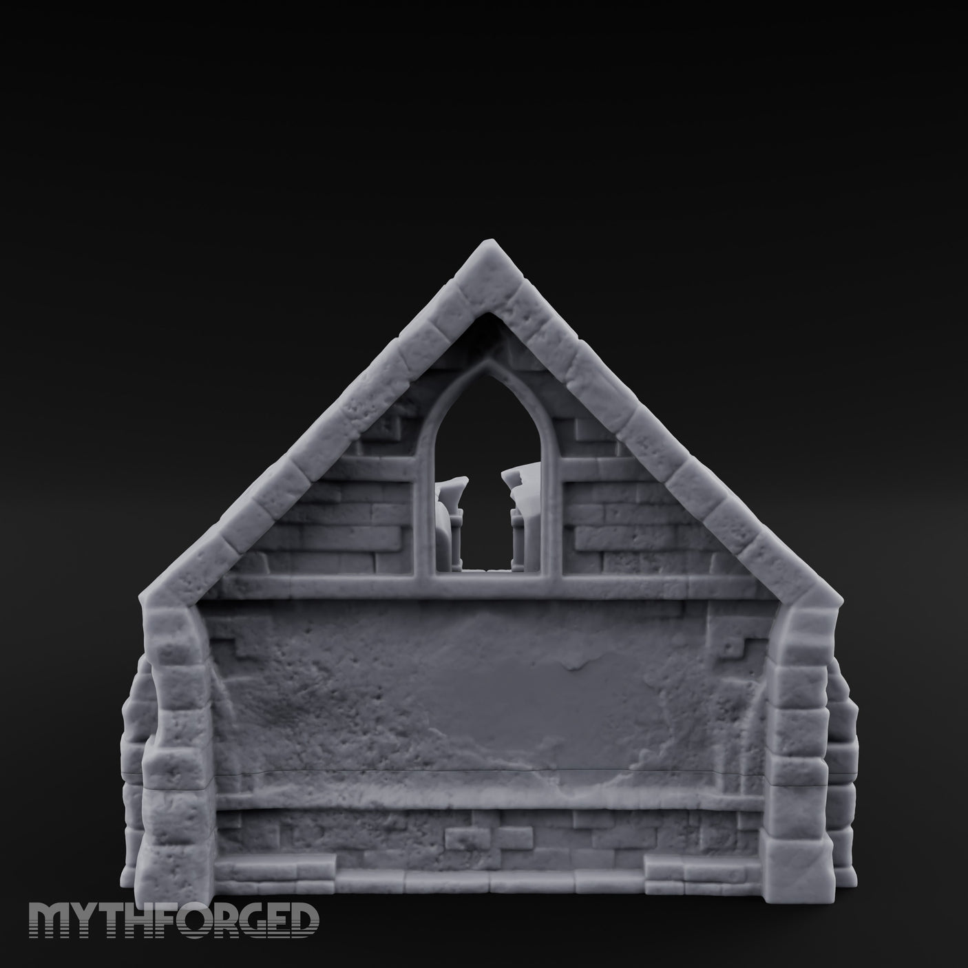 Arch-Shattered Stair-Fronted Stone Chapel Ruins Miniature for Dungeons and Dragons, Pathfinder or other TTRPGs