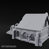 Arch-Shattered Stair-Fronted Stone Chapel Ruins Miniature for Dungeons and Dragons, Pathfinder or other TTRPGs