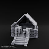 Arch-Shattered Stair-Fronted Stone Chapel Ruins Miniature for Dungeons and Dragons, Pathfinder or other TTRPGs