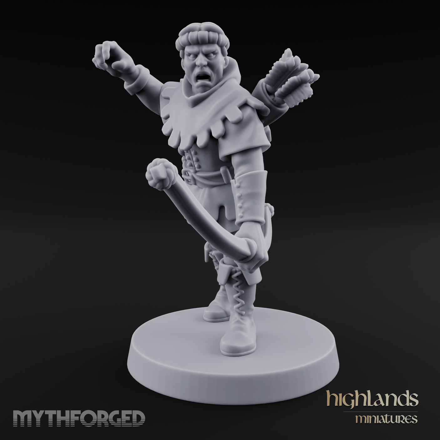 Miffed Human Archer Miniature for Dungeons and Dragons, Pathfinder or other TTRPGs