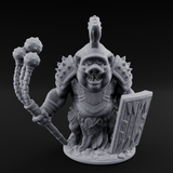 Triple Flail Swinging Boarman Gladiator Miniature for Dungeons and Dragons, Pathfinder or other TTRPGs