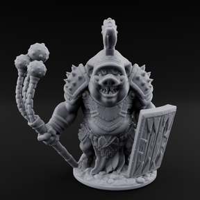 Triple Flail Swinging Boarman Gladiator Miniature for Dungeons and Dragons, Pathfinder or other TTRPGs