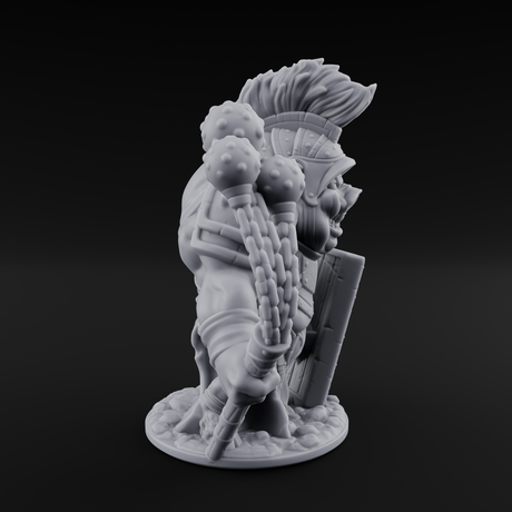 Triple Flail Swinging Boarman Gladiator Miniature for Dungeons and Dragons, Pathfinder or other TTRPGs