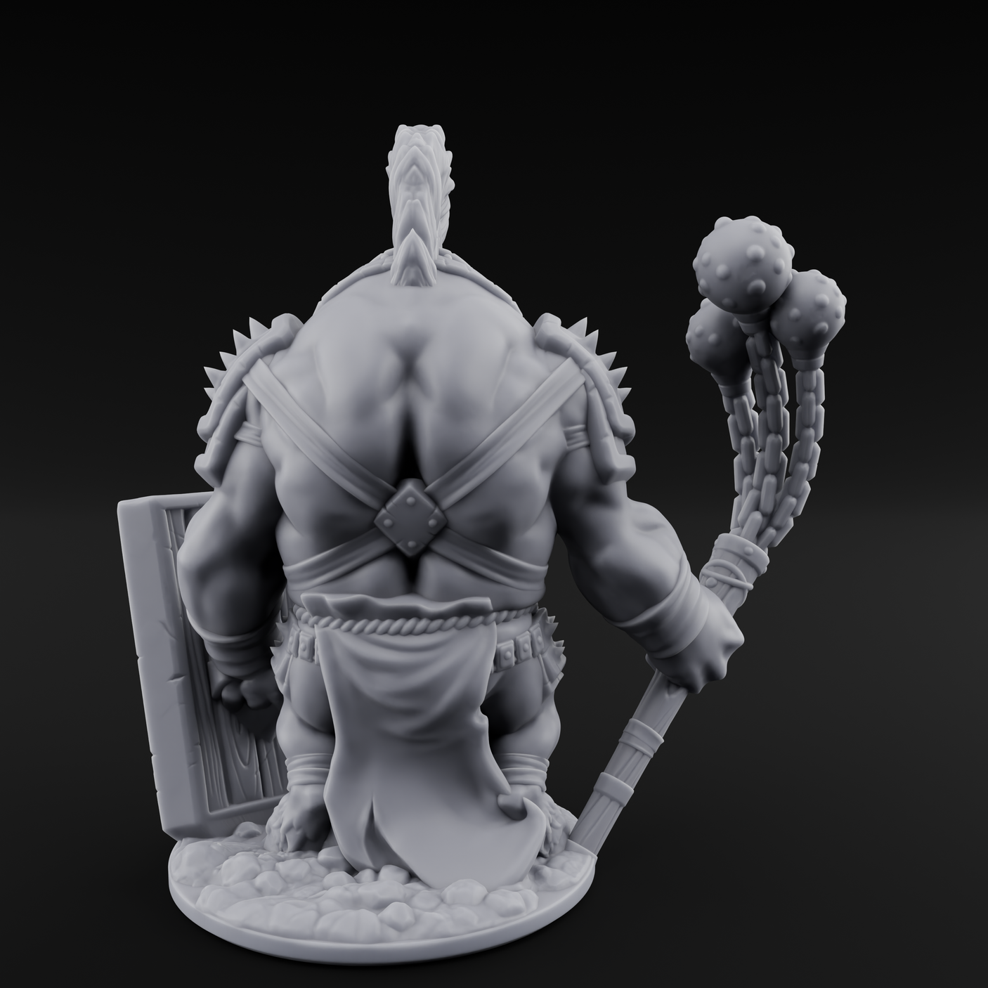 Triple Flail Swinging Boarman Gladiator Miniature for Dungeons and Dragons, Pathfinder or other TTRPGs