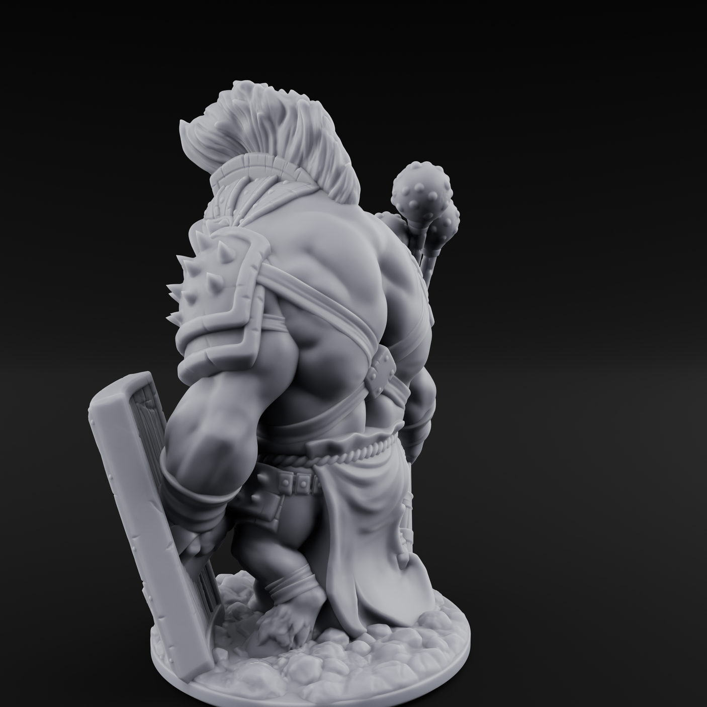 Triple Flail Swinging Boarman Gladiator Miniature for Dungeons and Dragons, Pathfinder or other TTRPGs