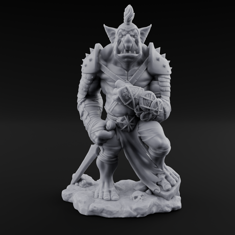Skull Stomping Troll Gladiator Miniature for Dungeons and Dragons, Pathfinder or other TTRPGs