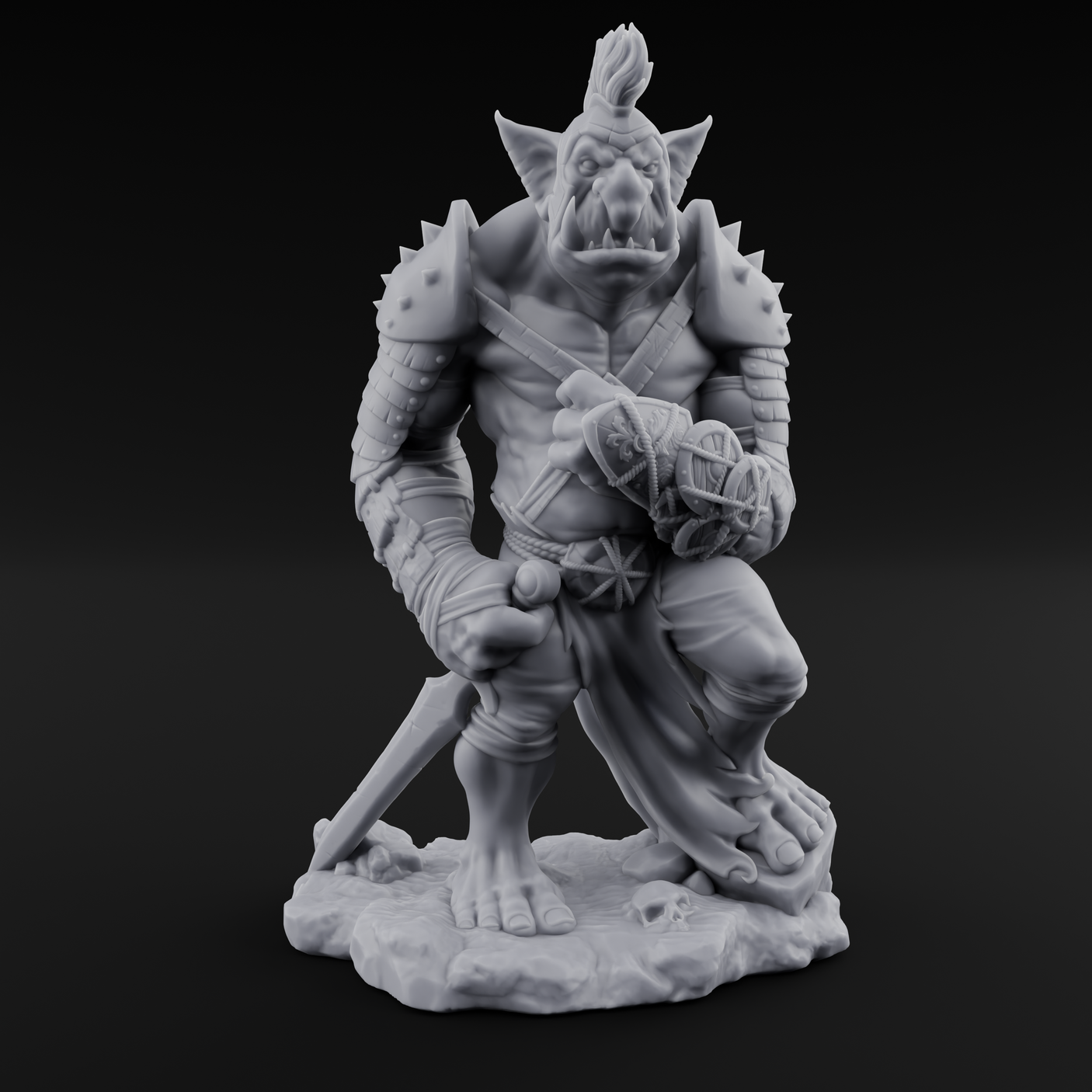 Skull Stomping Troll Gladiator Miniature for Dungeons and Dragons, Pathfinder or other TTRPGs