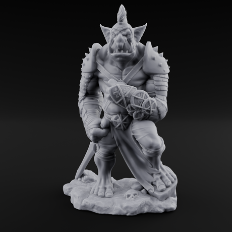 Skull Stomping Troll Gladiator Miniature for Dungeons and Dragons, Pathfinder or other TTRPGs