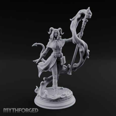 Staff Summoning Tiefling Sorcerer Miniature for Dungeons and Dragons, Pathfinder or other TTRPGs