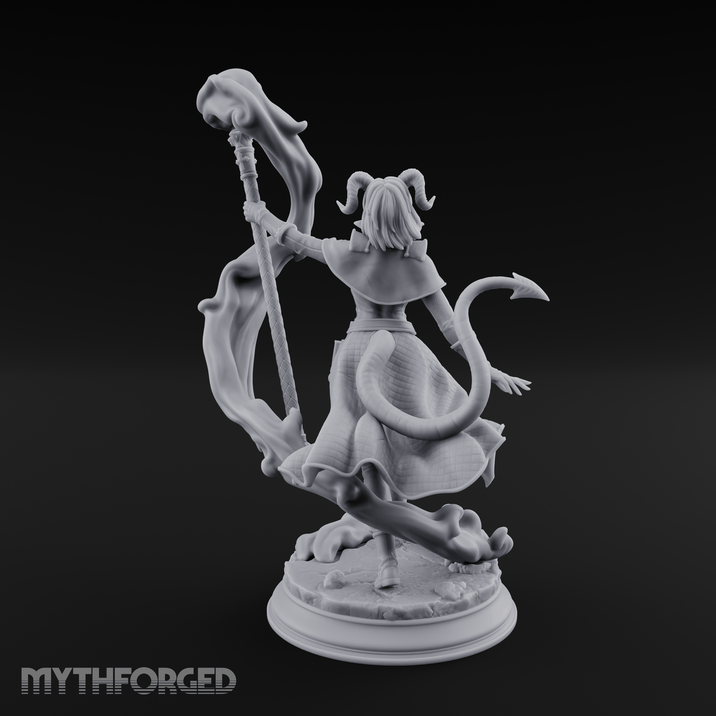 Staff Summoning Tiefling Sorcerer Miniature for Dungeons and Dragons, Pathfinder or other TTRPGs