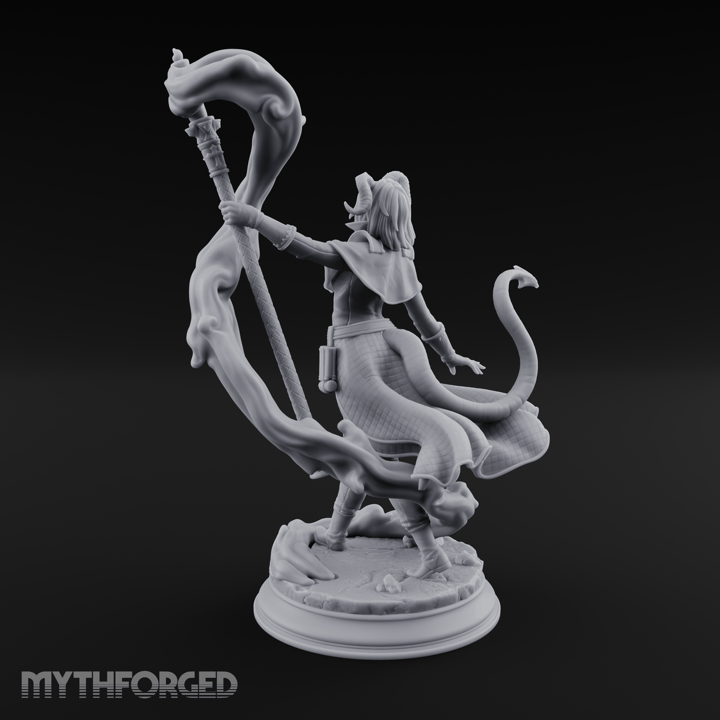 Staff Summoning Tiefling Sorcerer Miniature for Dungeons and Dragons, Pathfinder or other TTRPGs