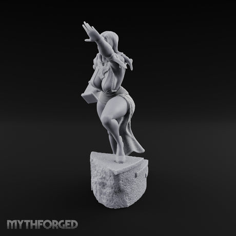 Arm Outstretched Knee Raised Human Sorceress Miniature for Dungeons and Dragons, Pathfinder or other TTRPGs