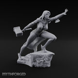 Arm Outstretched Knee Raised Human Sorceress Miniature for Dungeons and Dragons, Pathfinder or other TTRPGs
