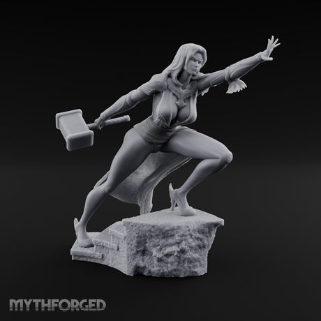 Arm Outstretched Knee Raised Human Sorceress Miniature for Dungeons and Dragons, Pathfinder or other TTRPGs