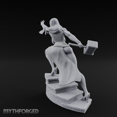 Arm Outstretched Knee Raised Human Sorceress Miniature for Dungeons and Dragons, Pathfinder or other TTRPGs