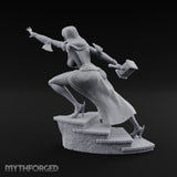 Arm Outstretched Knee Raised Human Sorceress Miniature for Dungeons and Dragons, Pathfinder or other TTRPGs