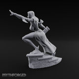 Arm Outstretched Knee Raised Human Sorceress Miniature for Dungeons and Dragons, Pathfinder or other TTRPGs