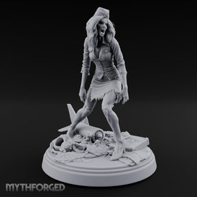 Arm Raised Shrieking Zombie Flight Attendant Miniature for Dungeons and Dragons, Pathfinder or other TTRPGs