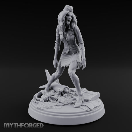 Arm Raised Shrieking Zombie Flight Attendant Miniature for Dungeons and Dragons, Pathfinder or other TTRPGs