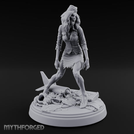 Arm Raised Shrieking Zombie Flight Attendant Miniature for Dungeons and Dragons, Pathfinder or other TTRPGs