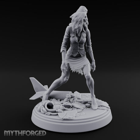 Arm Raised Shrieking Zombie Flight Attendant Miniature for Dungeons and Dragons, Pathfinder or other TTRPGs