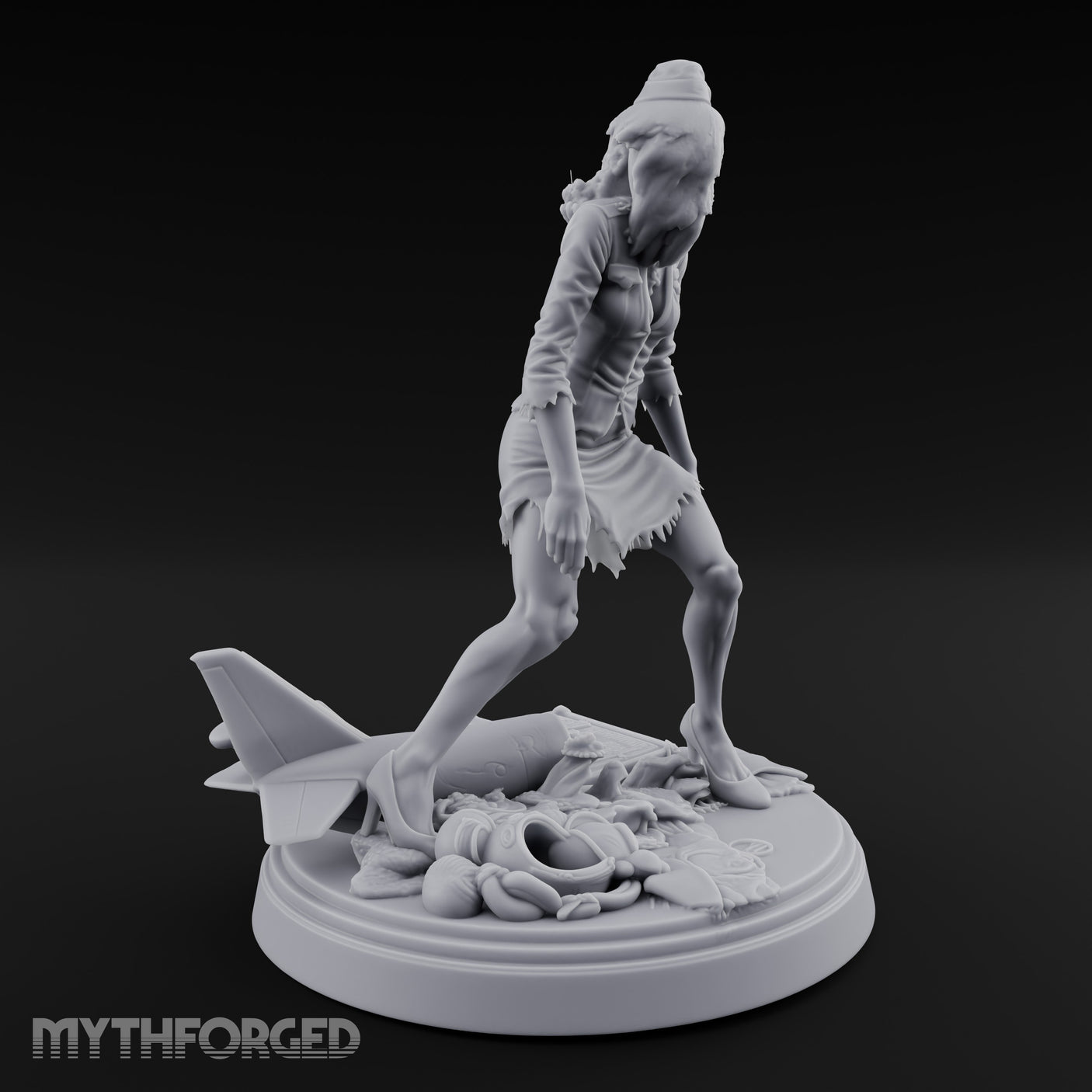 Arm Raised Shrieking Zombie Flight Attendant Miniature for Dungeons and Dragons, Pathfinder or other TTRPGs