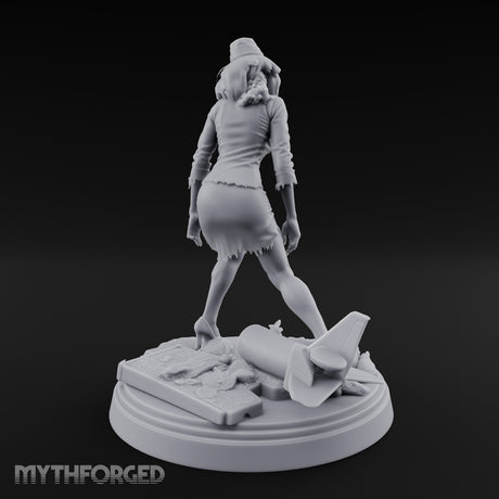 Arm Raised Shrieking Zombie Flight Attendant Miniature for Dungeons and Dragons, Pathfinder or other TTRPGs