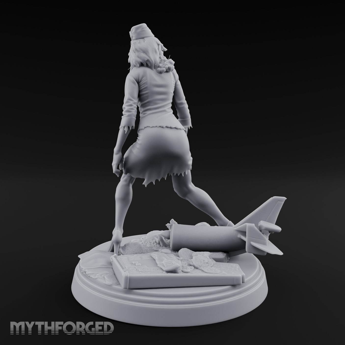 Arm Raised Shrieking Zombie Flight Attendant Miniature for Dungeons and Dragons, Pathfinder or other TTRPGs
