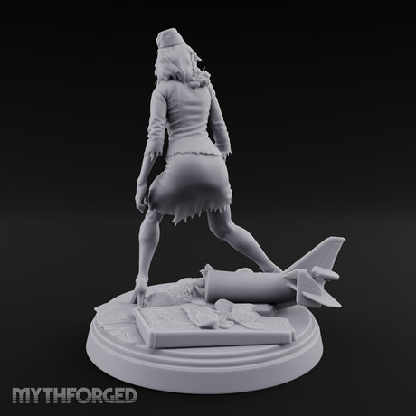 Arm Raised Shrieking Zombie Flight Attendant Miniature for Dungeons and Dragons, Pathfinder or other TTRPGs