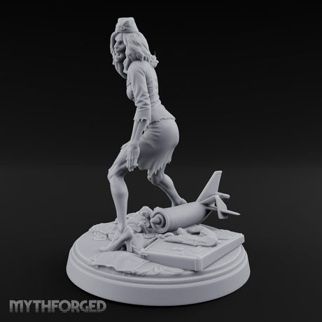 Arm Raised Shrieking Zombie Flight Attendant Miniature for Dungeons and Dragons, Pathfinder or other TTRPGs