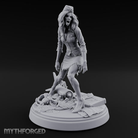 Arm Raised Shrieking Zombie Flight Attendant Miniature for Dungeons and Dragons, Pathfinder or other TTRPGs
