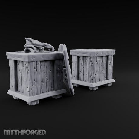 Shield Lid Left Ajar Wooden Storage Crates
