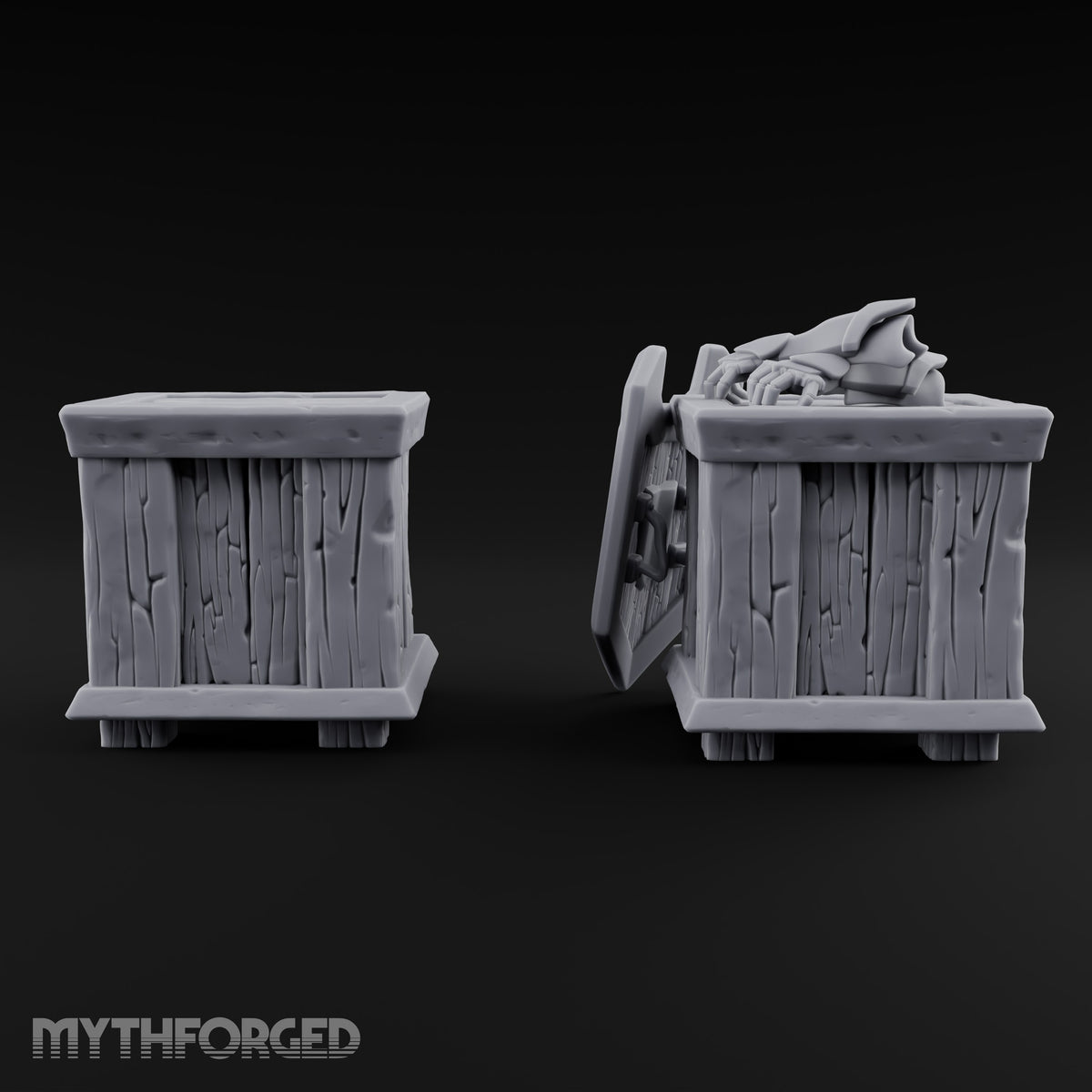 Shield Lid Left Ajar Wooden Storage Crates