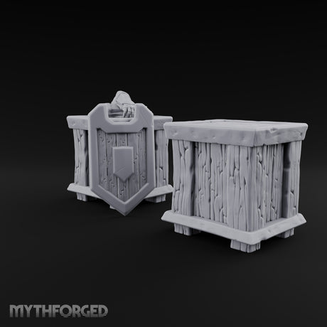 Shield Lid Left Ajar Wooden Storage Crates