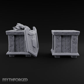 Shield Lid Left Ajar Wooden Storage Crates