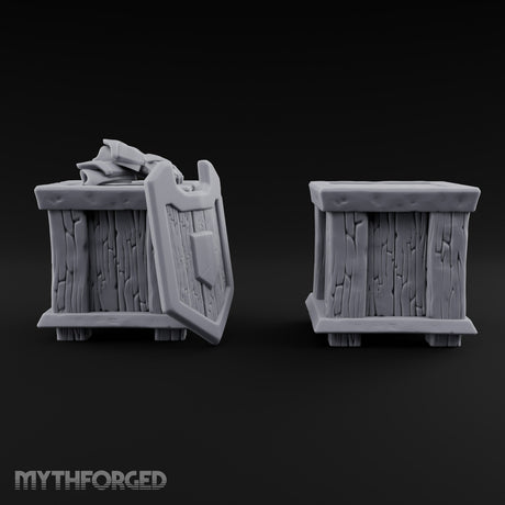 Shield Lid Left Ajar Wooden Storage Crates